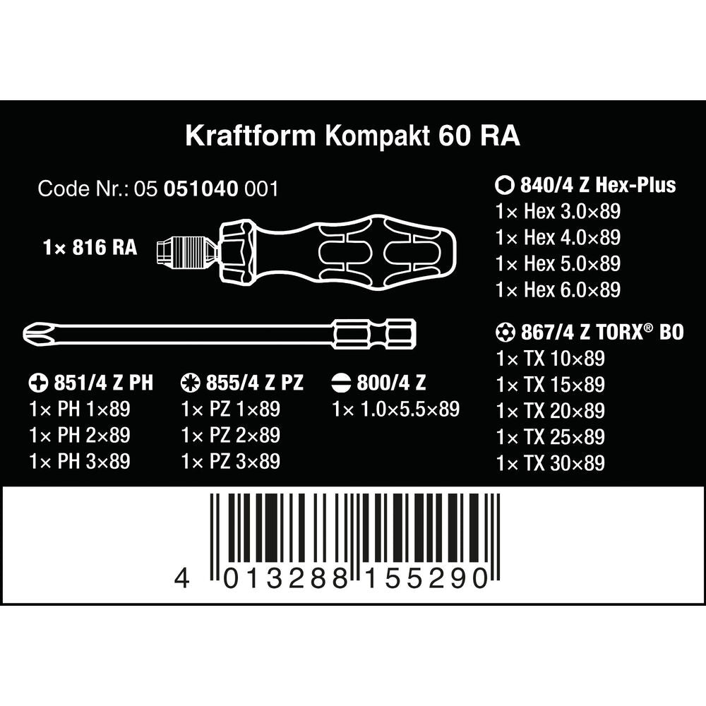 Wera - Kraftform Kompakt 60 RA, 17-teilig - 05051040001
