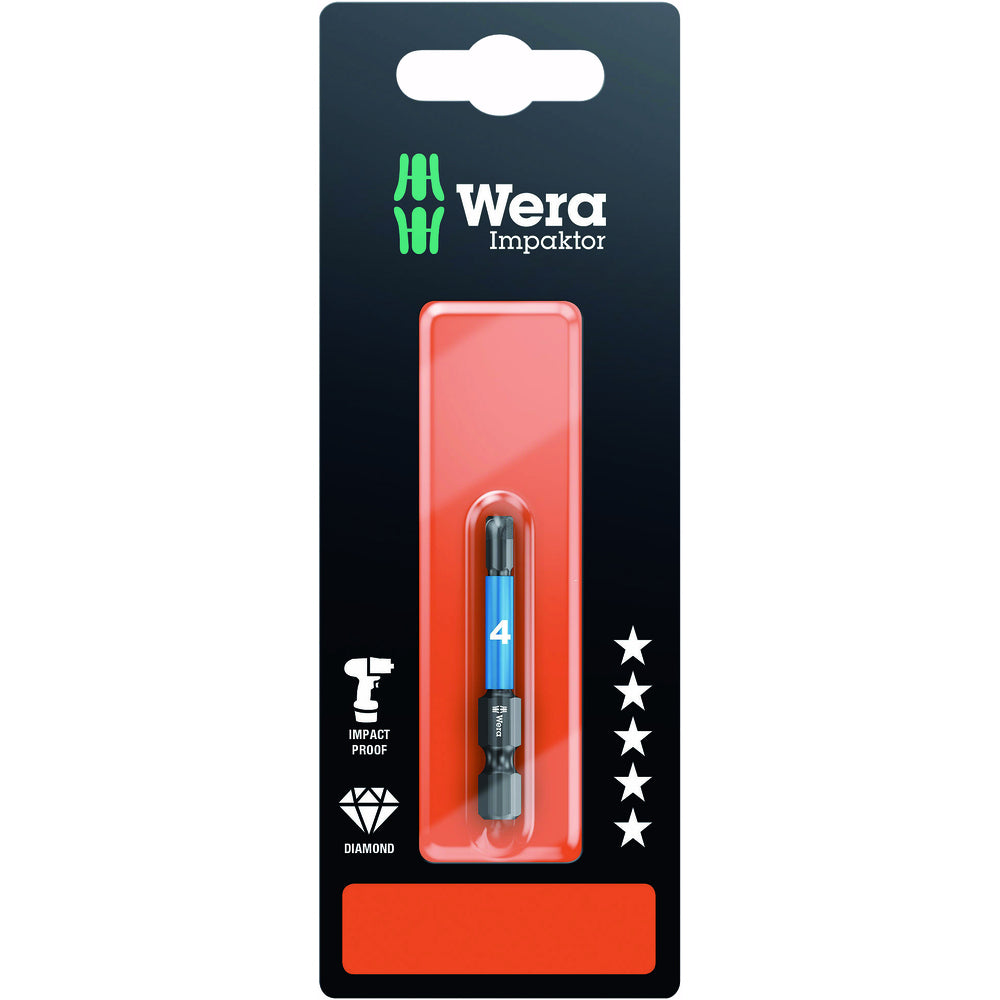 Wera - Innensechskant Bits, Impact, 4x50 mm - 05073944001