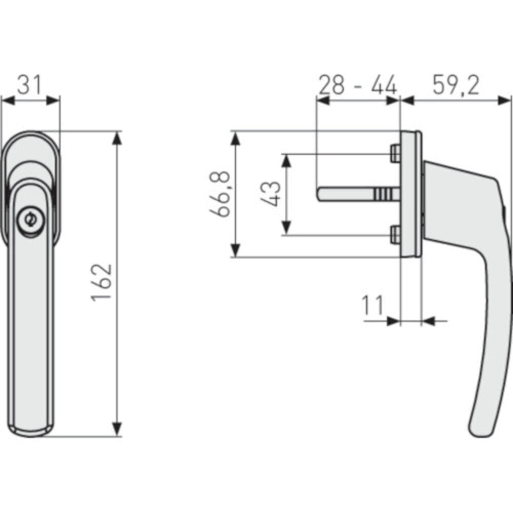 Abus - Abschließbarer Fenstergriff FG200 Silber AB208 - 44258
