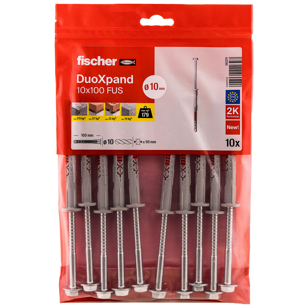 Fischer - Langschaftdübel DuoXpand 10x100 FUS B, 10 Stück - 562211