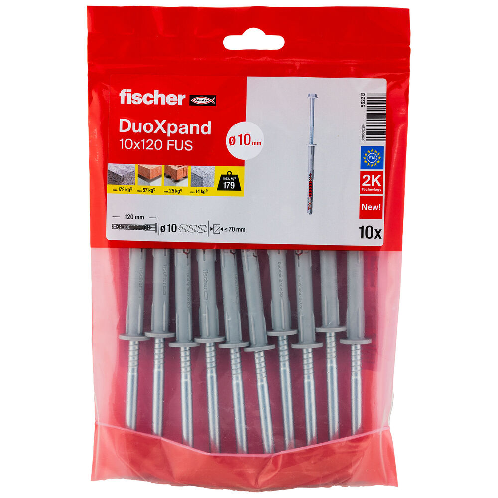 Fischer - Langschaftdübel DuoXpand 10x120 FUS B, 10 Stück - 562212