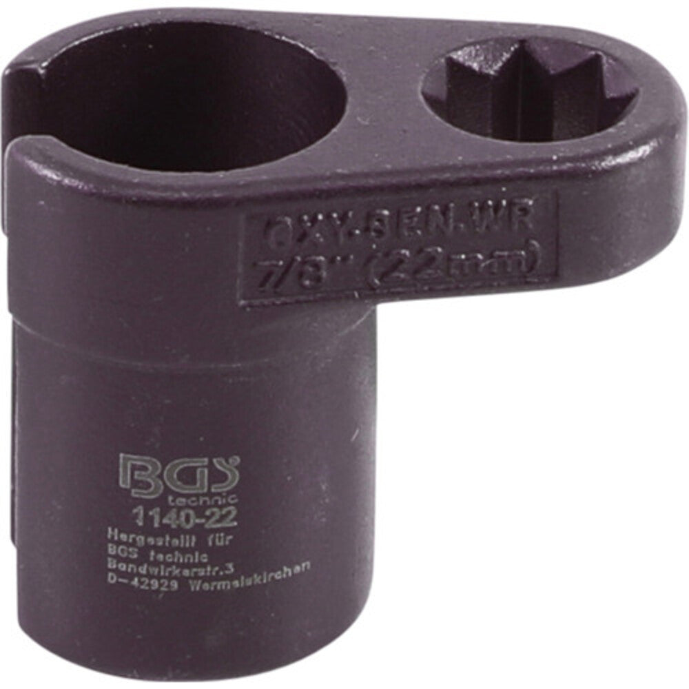BGS - Lambdasonden-Einsatz | abgewinkelt | Antrieb Innenachtkant 12,5 mm (1/2") | SW 22 mm | Schlitz 11 mm - 1140-22