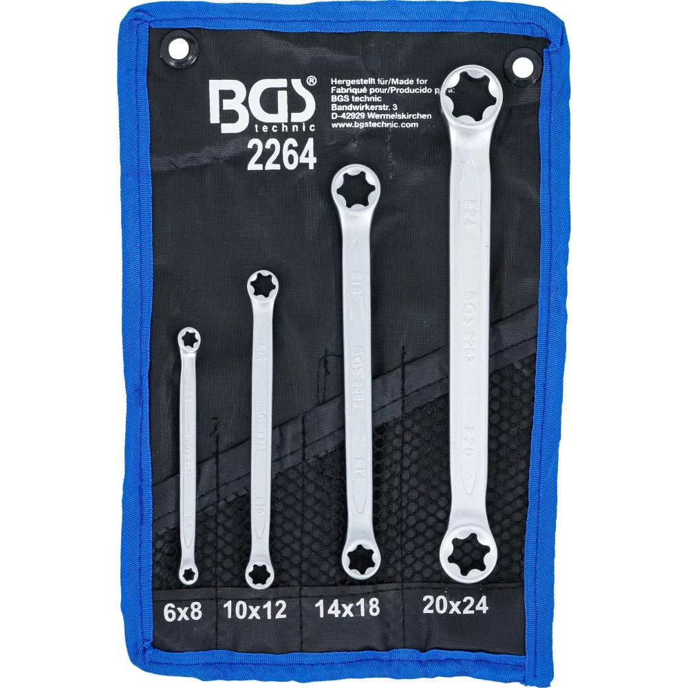 BGS - Doppel-Ringschlüssel-Satz mit E-Profil-Ringköpfen | SW E6 x E8 - E20 x E24 | 4-tlg. - 2264