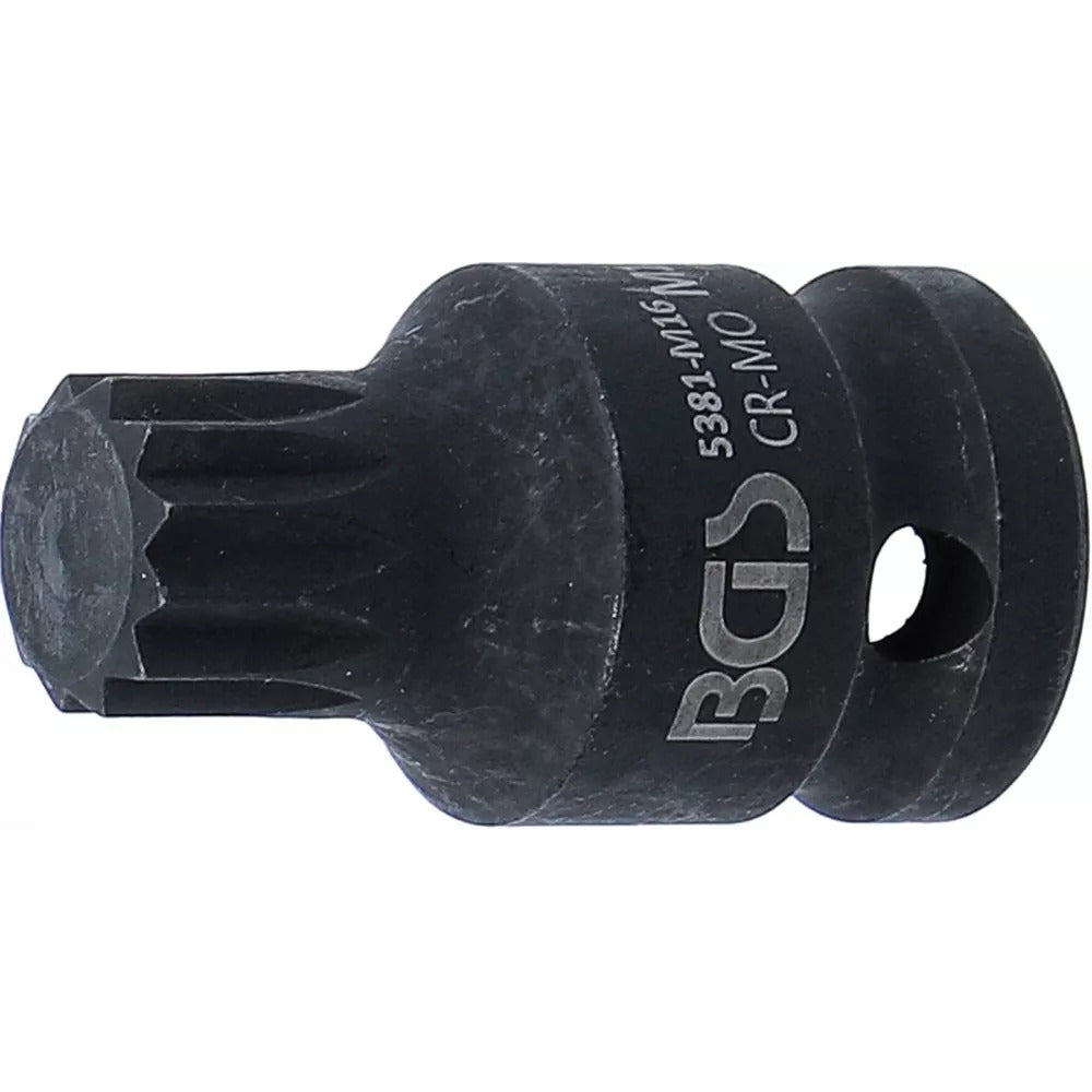 BGS - Kraft-Bit-Einsatz | Länge 43 mm | Antrieb Innenvierkant 12,5 mm (1/2") | Innenvielzahn (für XZN) M16 - 5381-M16