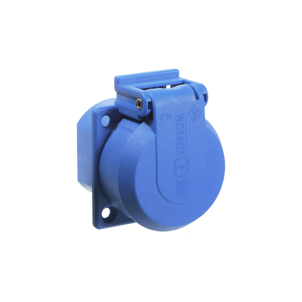 as Schwabe SchukoEinbaudose 250V 16A1fach mit Klappdeckel, blau 45085