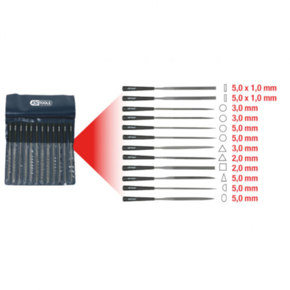 KS Tools - Nadelfeilen-Satz mit Kunststoffheft, 12-tlg. - 140.3050