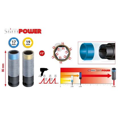 KS Tools - SlimPOWER Alu-Felgen Kraft-Stecknuss-Satz, 2-tlg., 1/2"