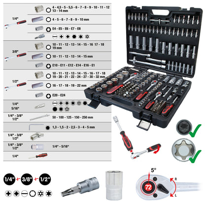 KS Tools - 1/4"+3/8"+1/2" Steckschlüssel-Satz, 179-tlg - 917.0779