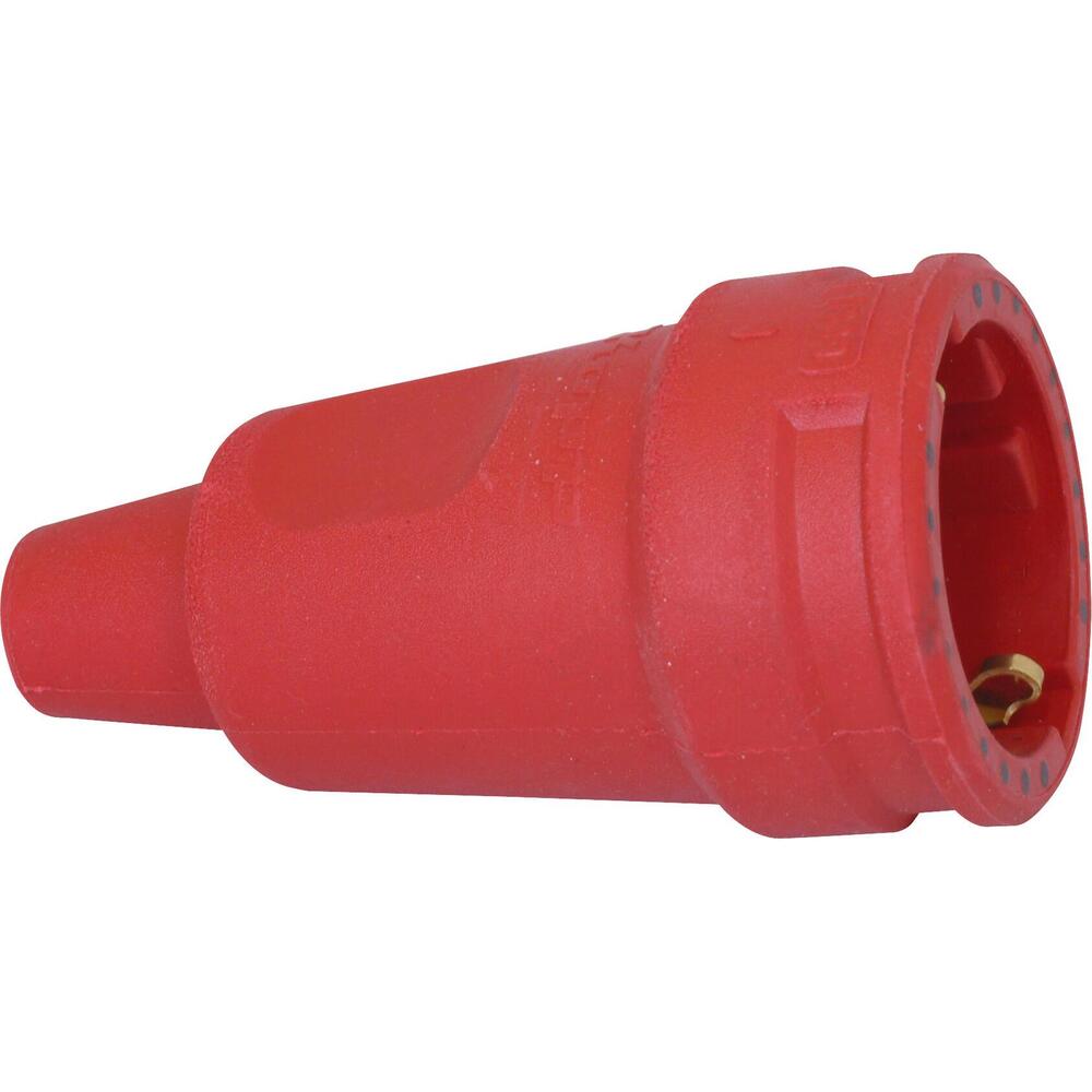 Kopp - Schutzkontakt-Gummikupplung, schweres Modell für härtesten Einsatz, Knickschutz, bruchfest, schlagfest, für Kabelquerschnitt bis 3×2,5mm², Farbe: rot
