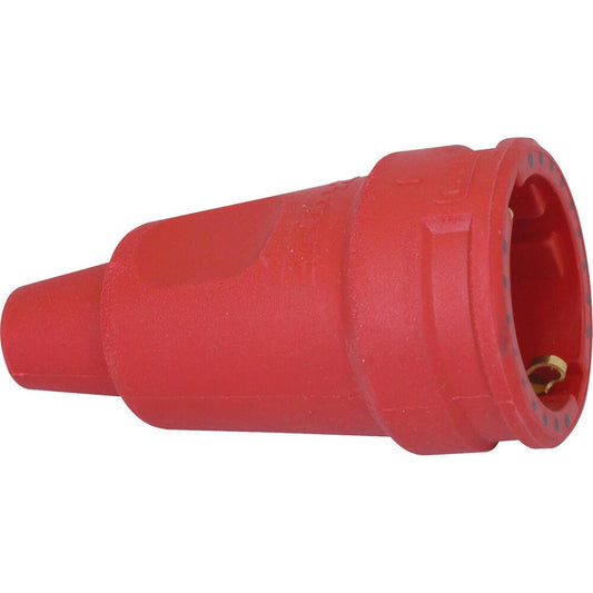 Kopp - Schutzkontakt-Gummikupplung, schweres Modell für härtesten Einsatz, Knickschutz, bruchfest, schlagfest, für Kabelquerschnitt bis 3×2,5mm², Farbe: rot