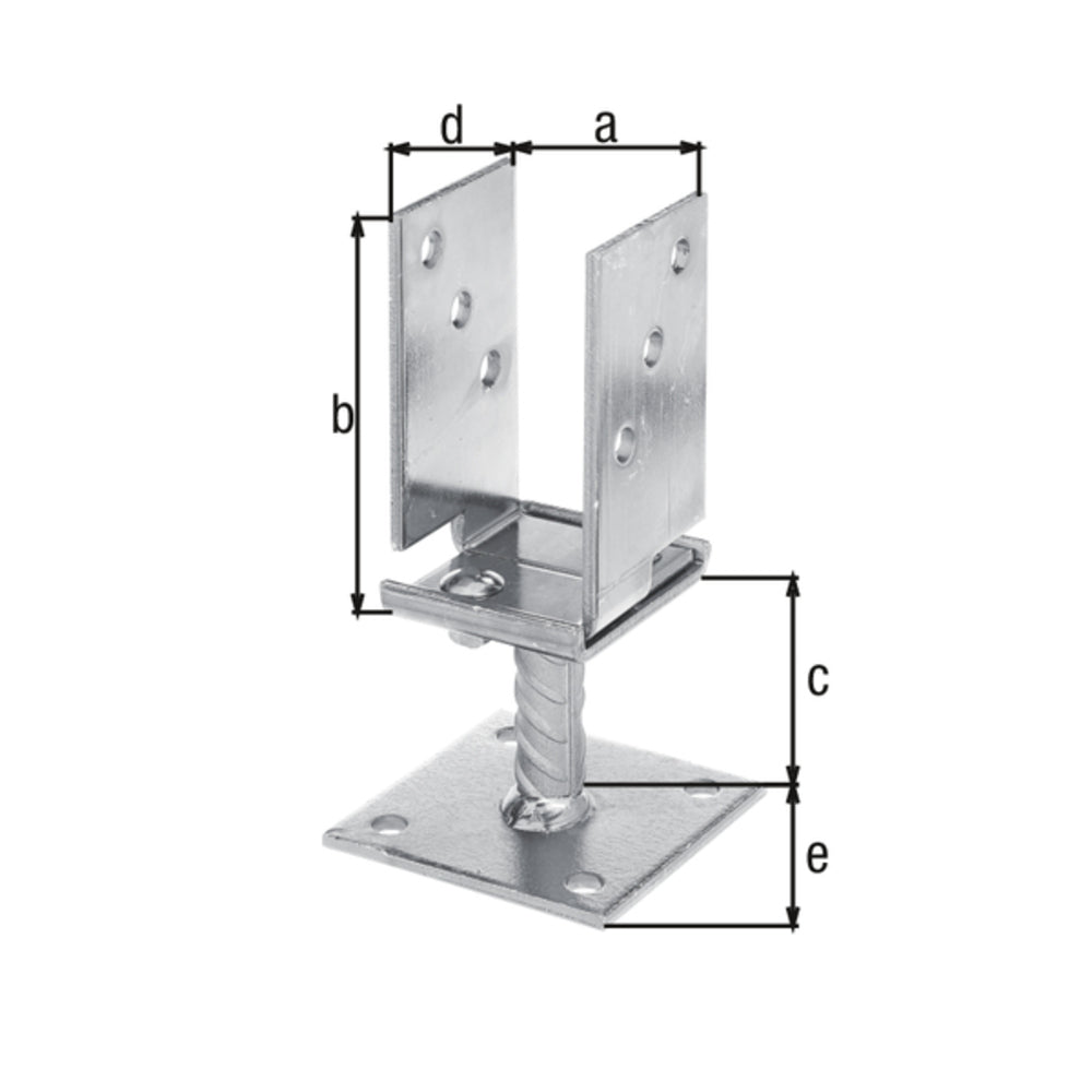 Alberts - U-Pfostenträger breitenverstellbar, 71 - 131 mm - 214500