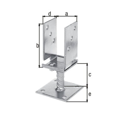 Alberts - U-Pfostenträger breitenverstellbar, 71 - 131 mm - 214500