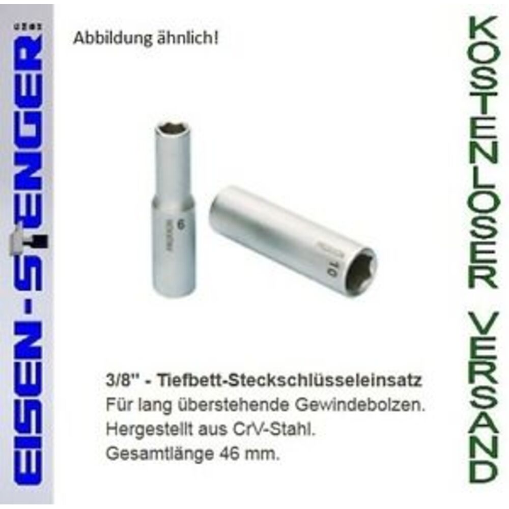 PROXXON 3/8 Zoll Tiefbett-Steckschlüsseleinsatz, 9 mm No 23534