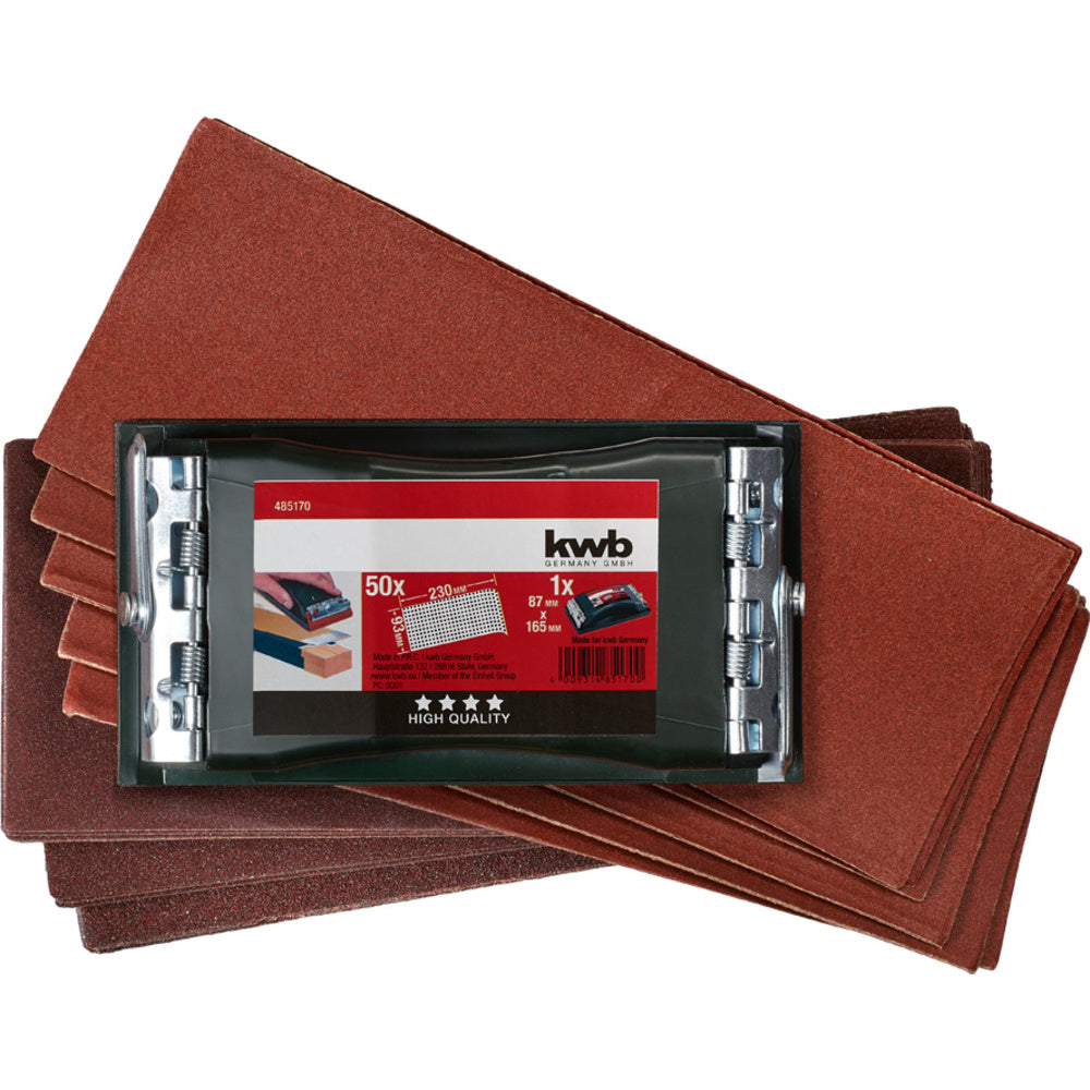 KWB - Handschleifer Set mit 50 Schleifstreifen - 485170
