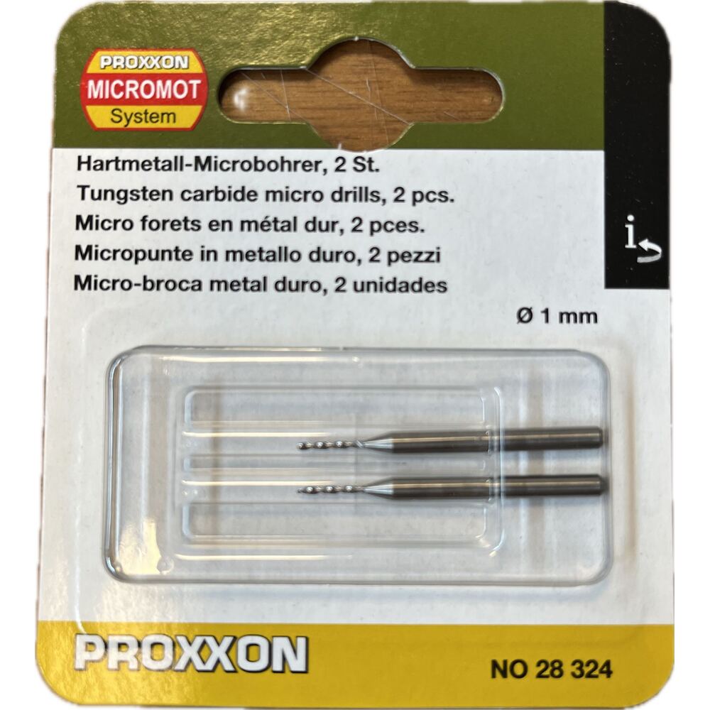 PROXXON Hartmetall-Mikrobohrer 1,0 mm, 2 Stück No 28324