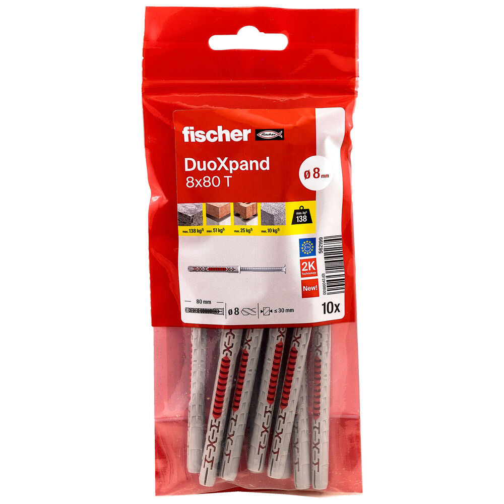 Fischer - Langschaftdübel DuoXpand 8x80 T B, 10 Stück - 562199