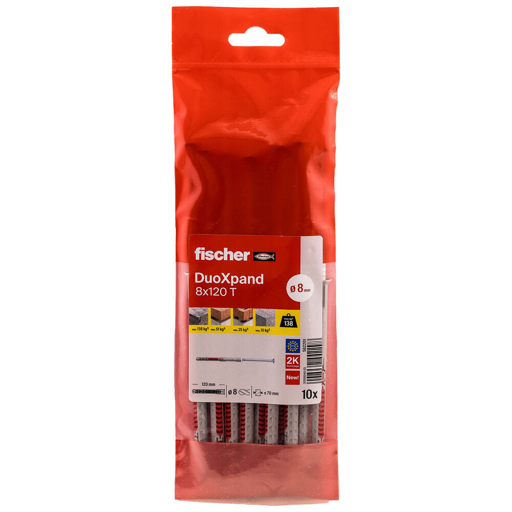 Fischer - Langschaftdübel DuoXpand 8x120 T B, 10 Stück - 562201
