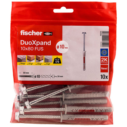 Fischer - Langschaftdübel DuoXpand 10x80 FUS B, 10 Stück - 562210