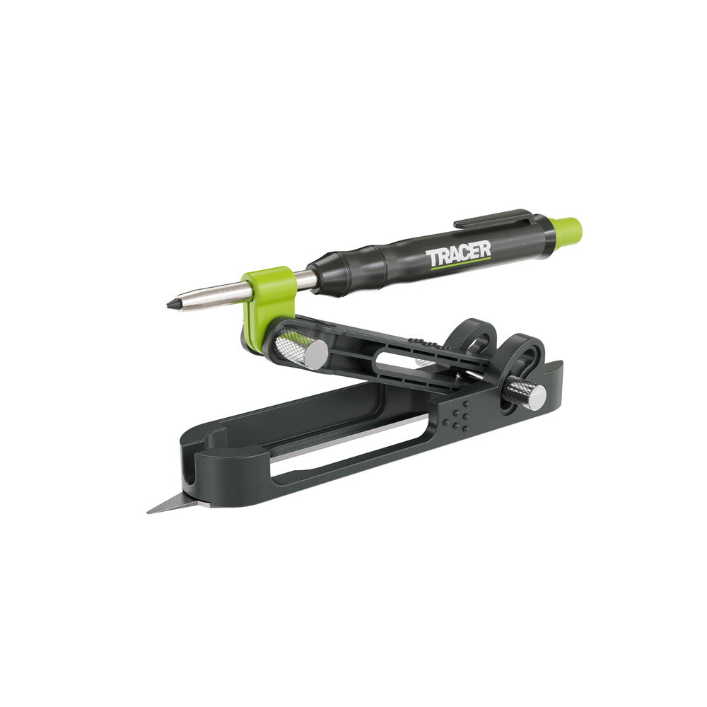 Tracer - ProScribe Tool mit Tieflochmarker Bleistift, 6 x Ersatzminenhalter und Tragetasche (Multi-Funktions-Ritzgerät) Tischler Bleistift//Tiefenlochmarker -  APST2