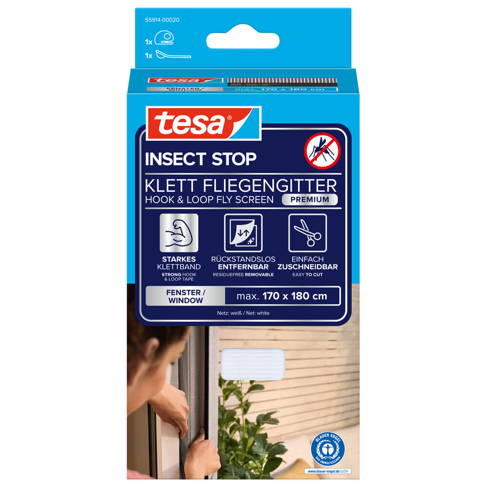 Tesa - tesa Fliegeng. Klett Comfort für Fenster weiß 1,7 m : 1,8 m - 55914-00020-00