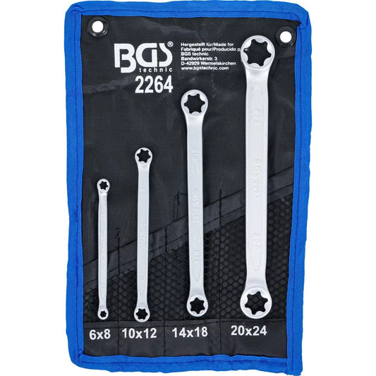 BGS - Doppel-Ringschlüssel-Satz mit E-Profil-Ringköpfen | SW E6 x E8 - E20 x E24 | 4-tlg. - 2264