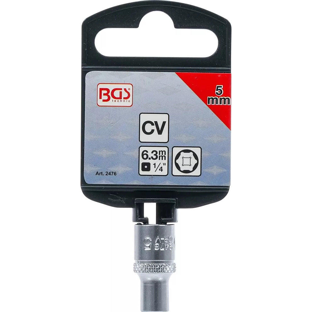 BGS - Steckschlüssel-Einsatz Sechskant | Antrieb Innenvierkant 6,3 mm (1/4") | SW 5 mm - 2476