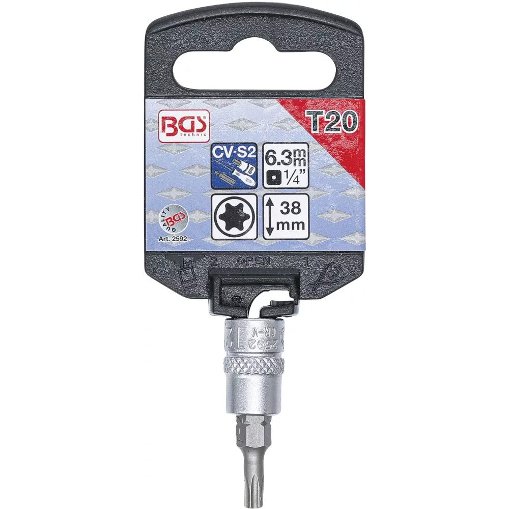BGS - Bit-Einsatz | Antrieb Innenvierkant 6,3 mm (1/4") | T-Profil (für Torx) T20 - 2592