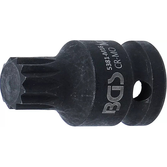 BGS - Kraft-Bit-Einsatz | Länge 43 mm | Antrieb Innenvierkant 12,5 mm (1/2") | Innenvielzahn (für XZN) M16 - 5381-M16