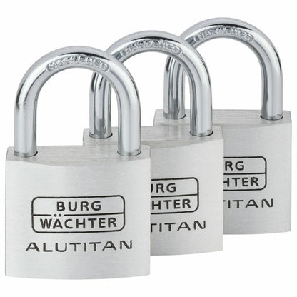 Burg Waechter - Vorhangschloss-Set Alu Titan Trio 770 40 SB - 36251